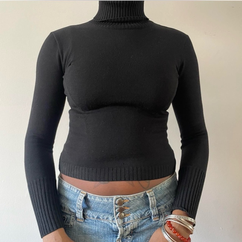 Y2k Gianni Versace Turtleneck sweater black turtleneck